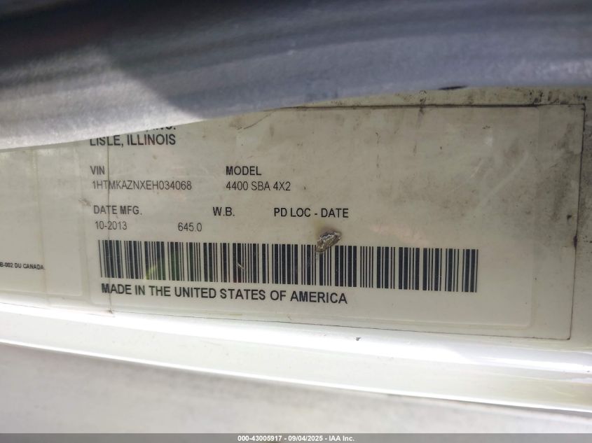 2014 International 4000 4400 VIN: 1HTMKAZNXEH034068 Lot: 43005917