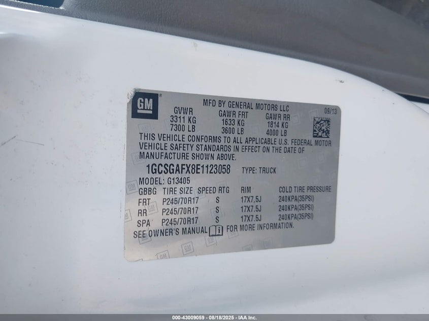 2014 CHEVROLET EXPRESS 1500 WORK VAN - 1GCSGAFX8E1123058