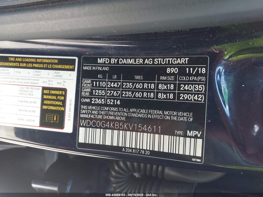 2019 MERCEDES-BENZ GLC 300 4MATIC - WDC0G4KB5KV154611