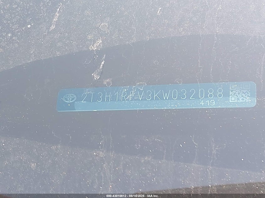 2019 TOYOTA RAV4 LE - 2T3H1RFV3KW032088