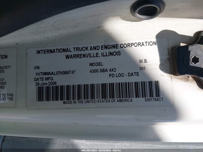 2007 International 4000 4300 VIN: 1HTMMAAL37H366747 Lot: 43012933