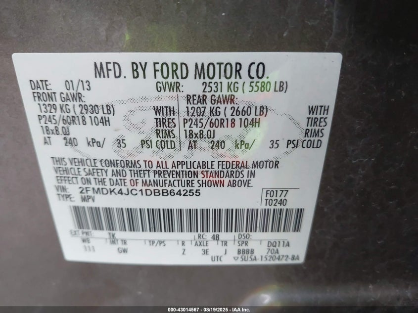 2013 FORD EDGE SEL - 2FMDK4JC1DBB64255