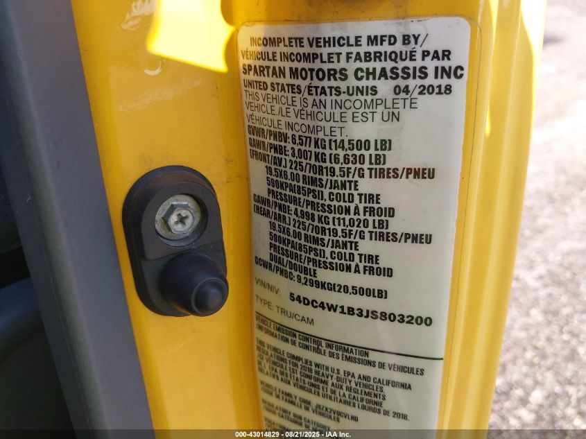 2018 Isuzu Npr Hd VIN: 54DC4W1B3JS8D3200 Lot: 43014829