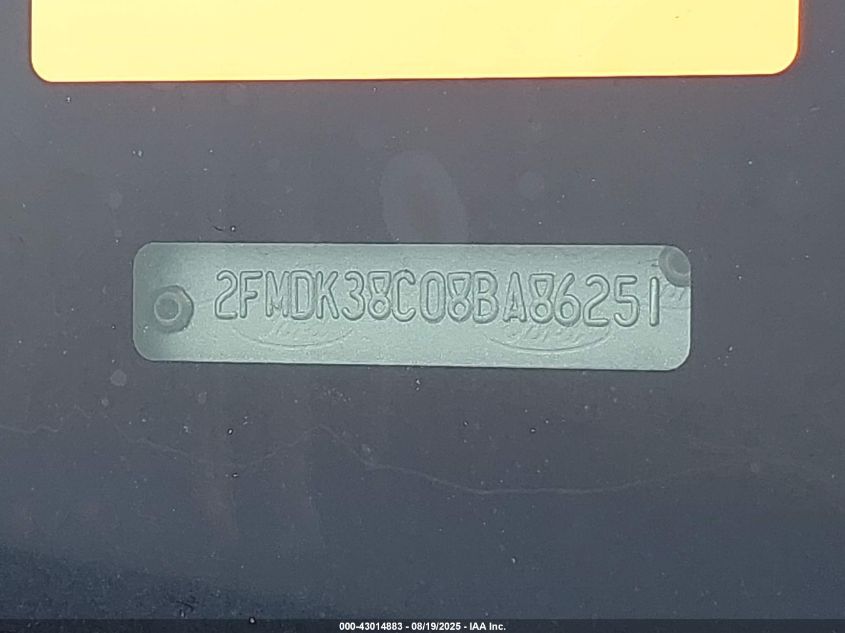 2008 Ford Edge Sel VIN: 2FMDK38C08BA86251 Lot: 43014883