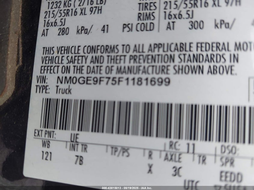 2015 FORD TRANSIT CONNECT XLT - NM0GE9F75F1181699