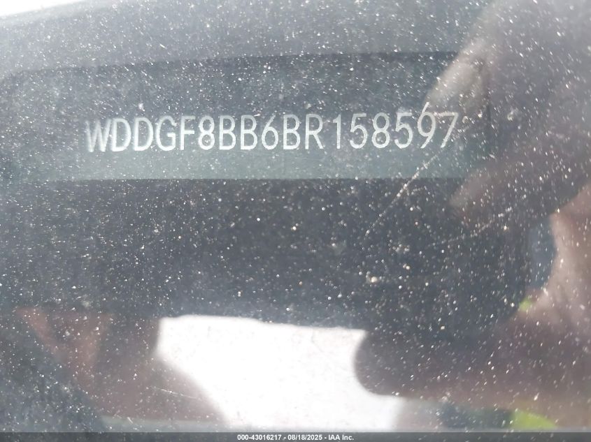 2011 Mercedes-Benz C 300 VIN: WDDGF8BB6BR158597 Lot: 43016217
