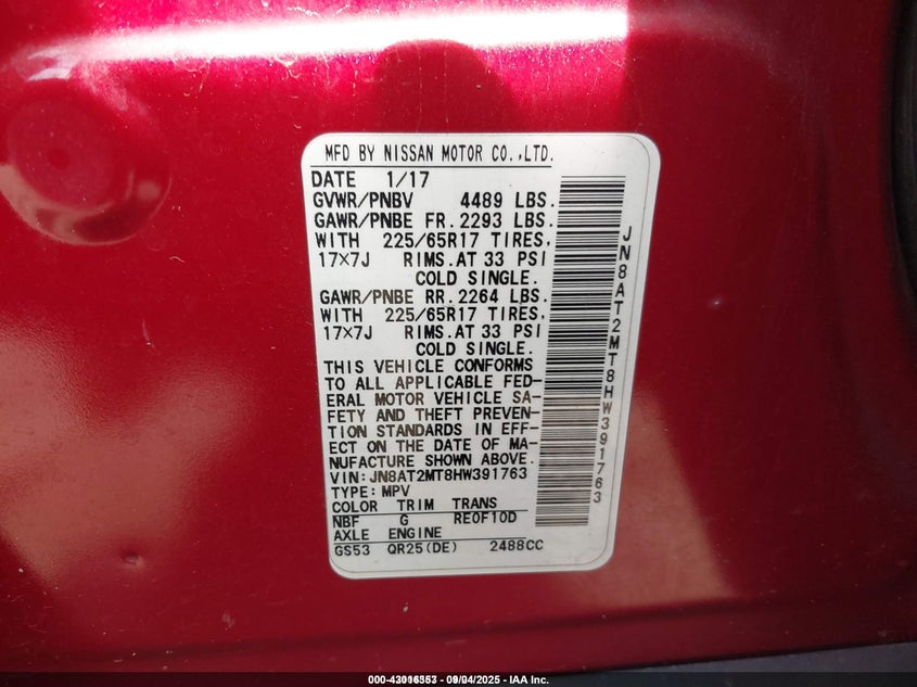 2017 NISSAN ROGUE S - JN8AT2MT8HW391763