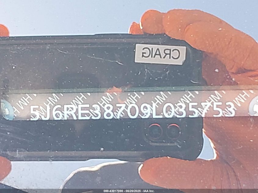 2009 Honda Cr-V Ex-L VIN: 5J6RE38709L035753 Lot: 43017086