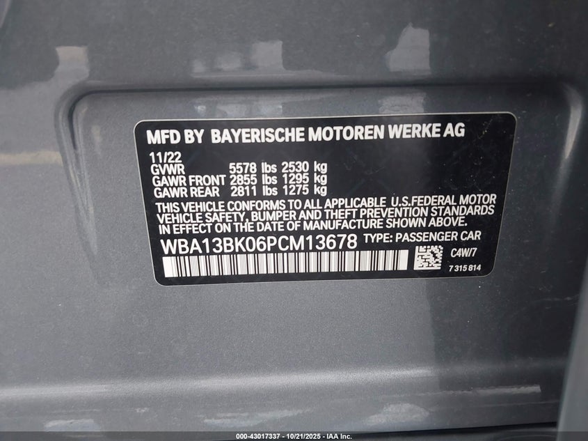 WBA13BK06PCM13678 2023 BMW 5ER photo no. 9