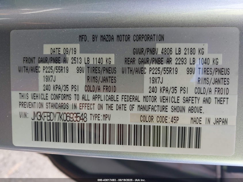 2019 MAZDA CX-5 GRAND TOURING RESERVE - JM3KFBDY7K0693548