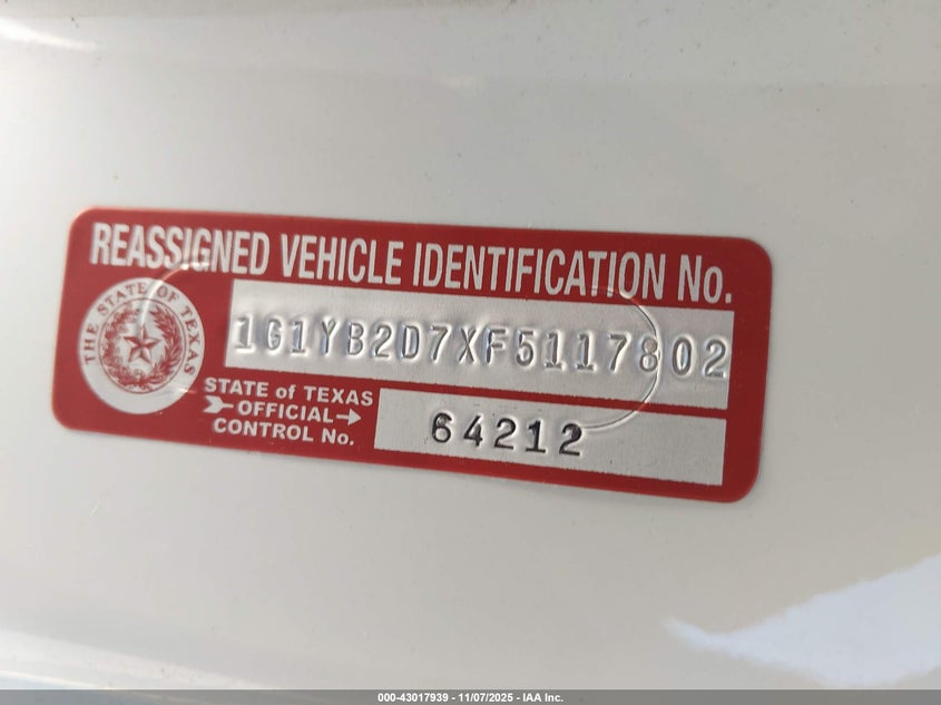 1G1YB2D7XF5117802 2015 CHEVROLET CORVETTE photo no. 9