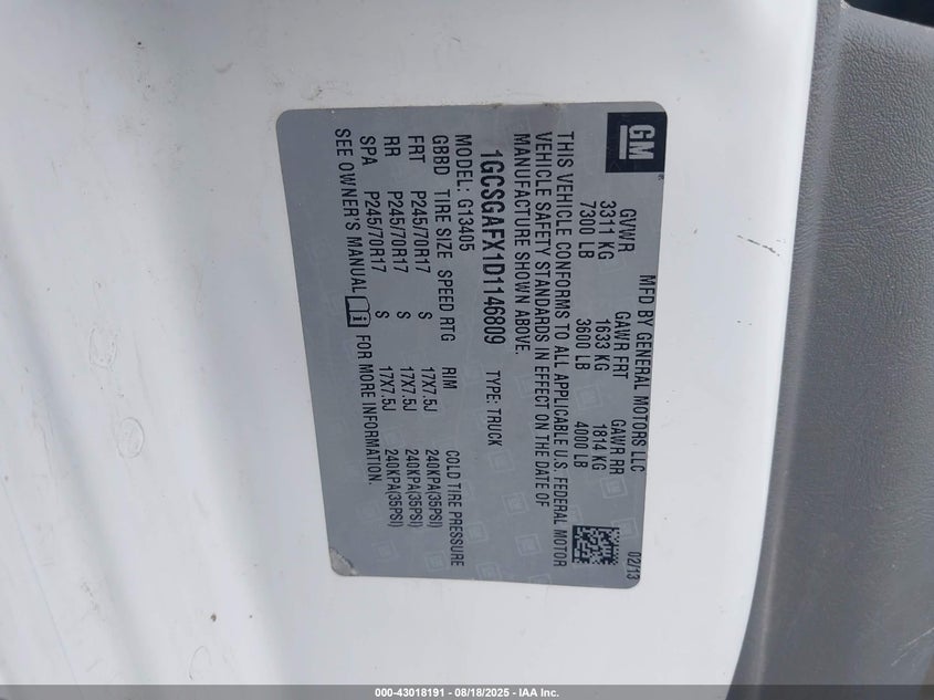 2013 CHEVROLET EXPRESS 1500 WORK VAN - 1GCSGAFX1D1146809