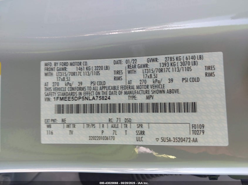 2022 FORD BRONCO WILDTRAK - 1FMEE5DP5NLA75824