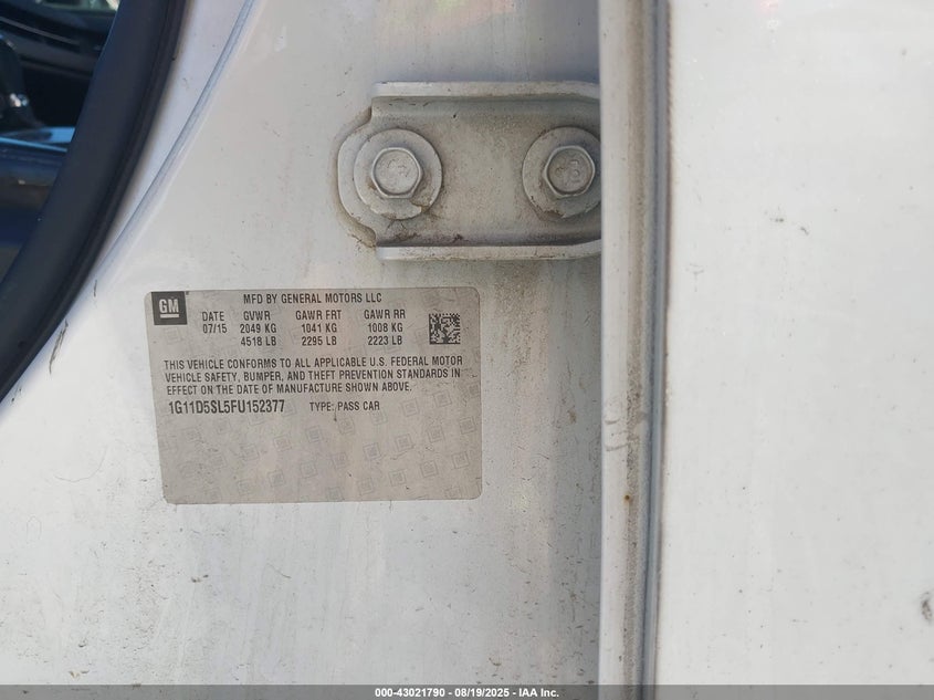 2015 CHEVROLET MALIBU 2LT - 1G11D5SL5FU152377