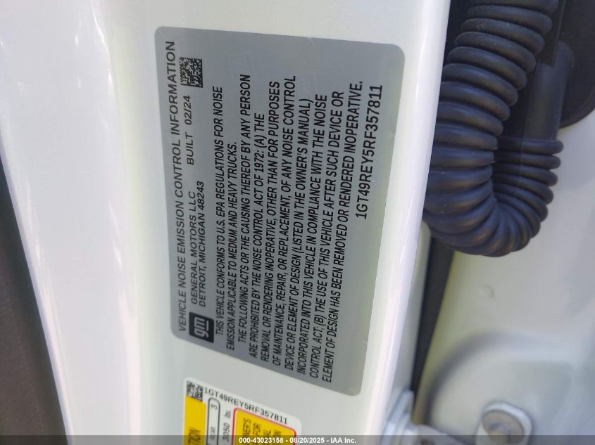 2024 GMC Sierra 2500Hd 4Wd Standard Bed Denali VIN: 1GT49REY5RF357811 Lot: 43023158