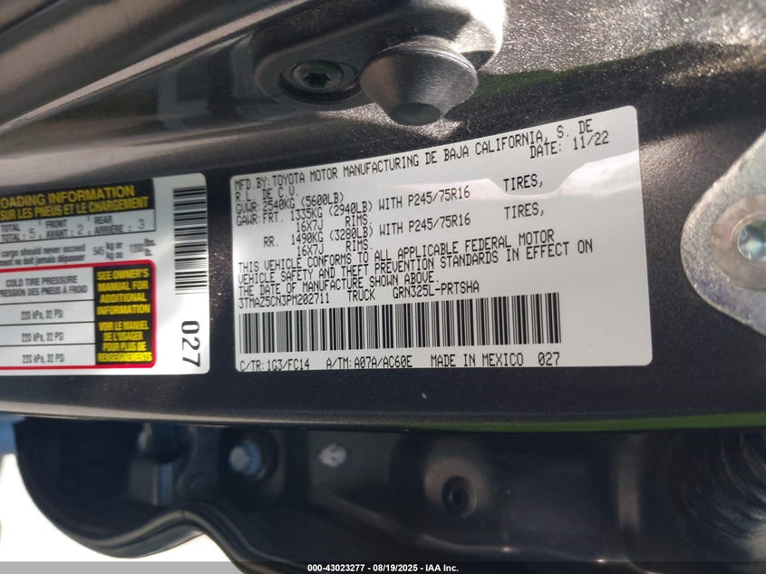 2023 TOYOTA TACOMA SR5 V6 - 3TMAZ5CN3PM202711