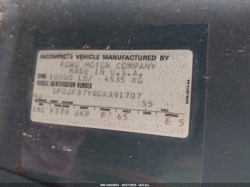 1FDJF37Y8GKA91707 1986 FORD F350 photo no. 8