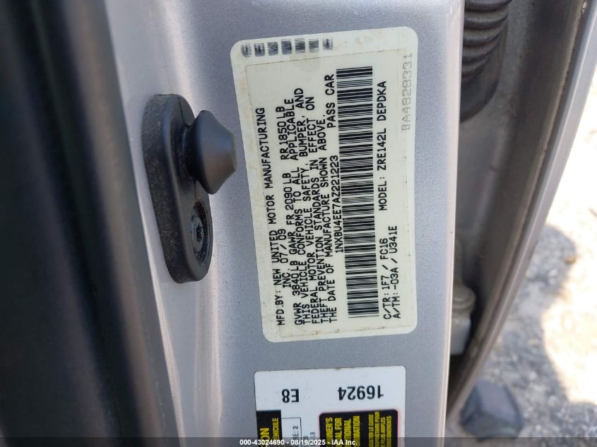 2010 Toyota Corolla Le VIN: 1NXBU4EE7AZ221223 Lot: 43024690