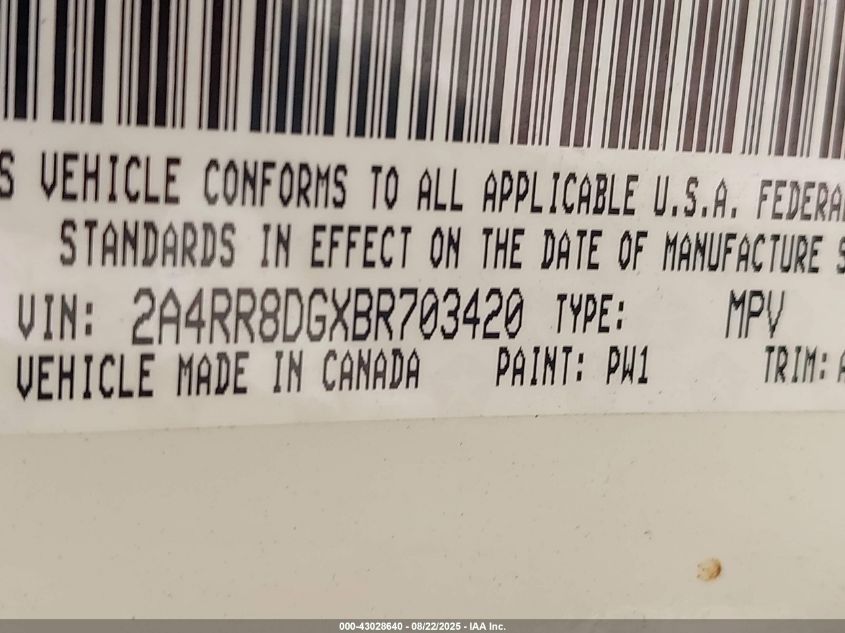 2011 Chrysler Town & Country Touring-L VIN: 2A4RR8DGXBR703420 Lot: 43028640