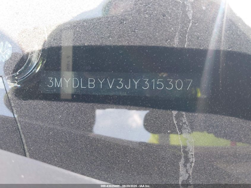 2018 Toyota Yaris Ia VIN: 3MYDLBYV3JY315307 Lot: 43029469