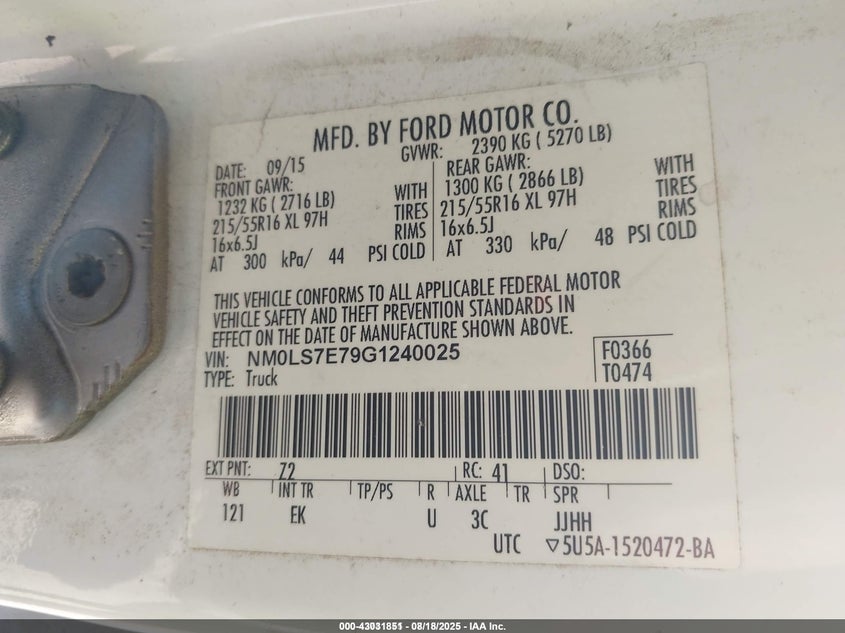 2016 FORD TRANSIT CONNECT XL - NM0LS7E79G1240025