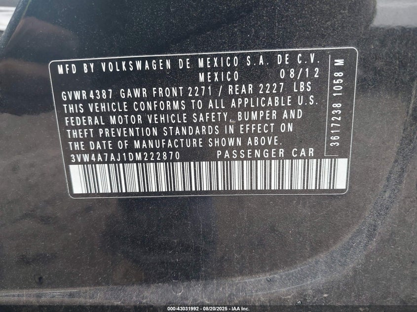 2013 VOLKSWAGEN JETTA GLI - 3VW4A7AJ1DM222870