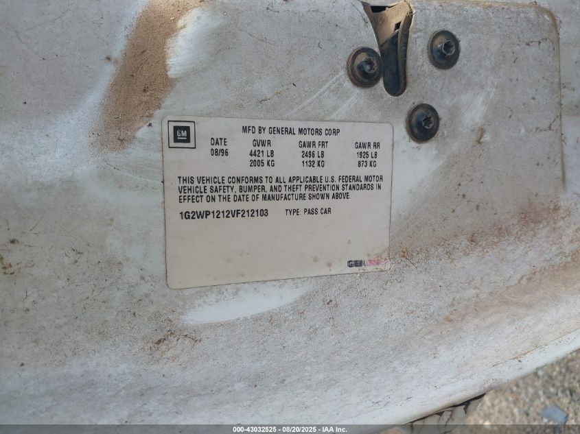 1997 Pontiac Grand Prix Gt VIN: 1G2WP1212VF212103 Lot: 43032525