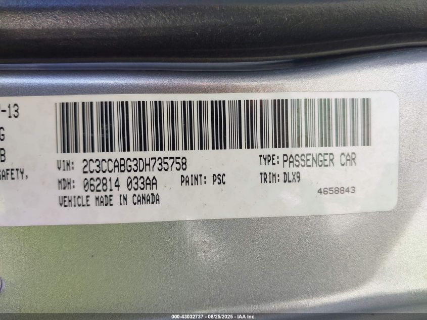 2013 Chrysler 300 300S VIN: 2C3CCABG3DH735758 Lot: 43032737