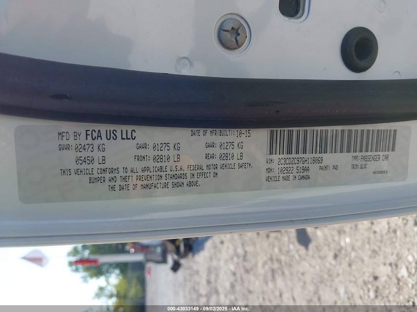 2016 DODGE CHALLENGER - 2C3CDZC97G8118069