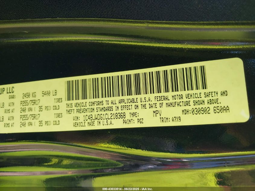 2012 Jeep Wrangler Unlimited Sport VIN: 1C4BJWDG1CL218368 Lot: 43033514