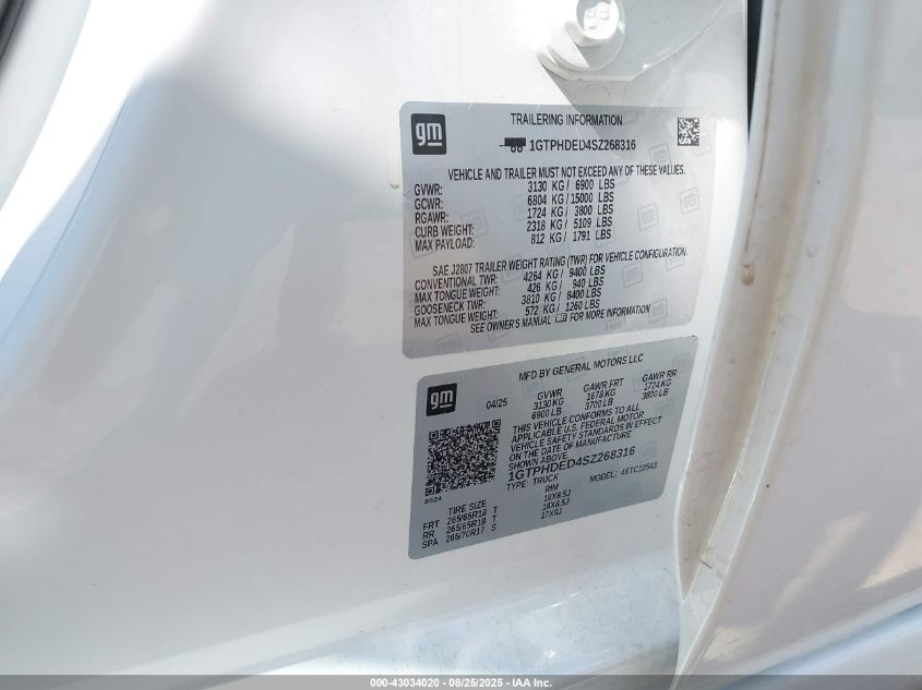 2025 GMC Sierra 1500 - 1GTPHDED4SZ268316