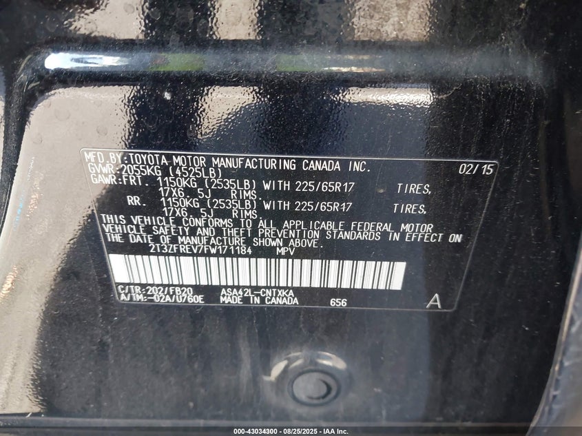 2015 TOYOTA RAV4 LE - 2T3ZFREV7FW171184