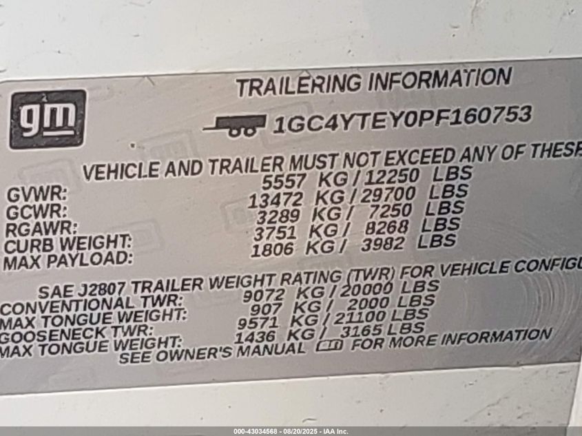 2023 Chevrolet Silverado - 1GC4YTEY0PF160753