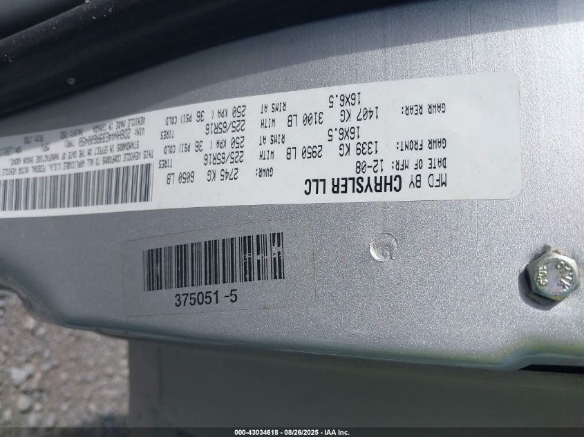 2009 Dodge Grand Caravan Se VIN: 2D8HN44E89R600450 Lot: 43034618