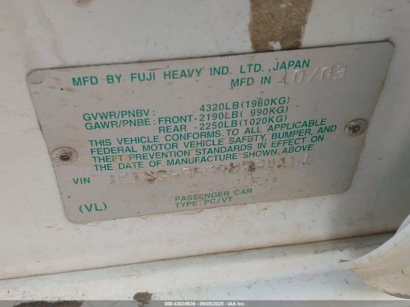 2004 Subaru Forester 2.5Xt VIN: JF1SG69654H734161 Lot: 43035636