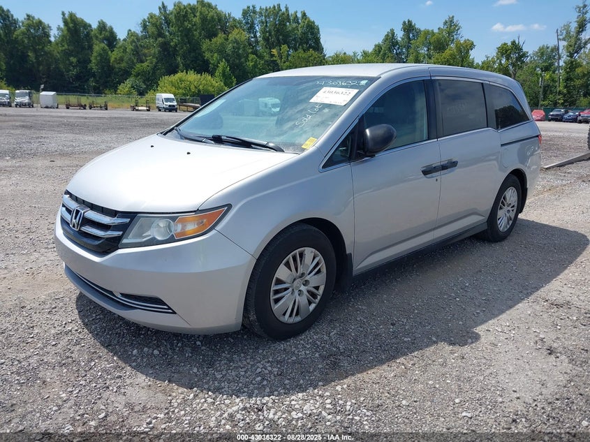 Vin: 5fnrl5h25eb001123, lot: 43530466, honda odyssey lx 20142