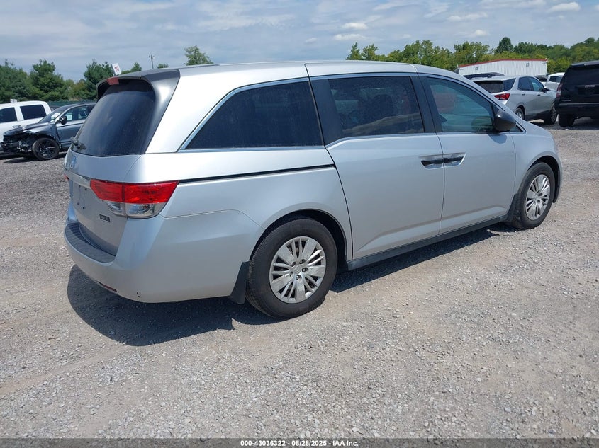 Vin: 5fnrl5h25eb001123, lot: 43530466, honda odyssey lx 20144