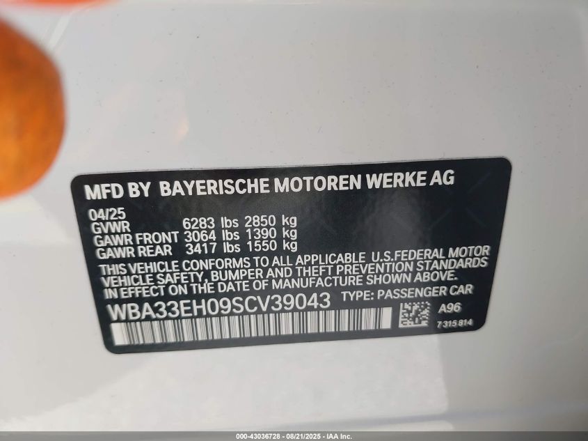 2025 BMW 7 Series - WBA33EH09SCV39043