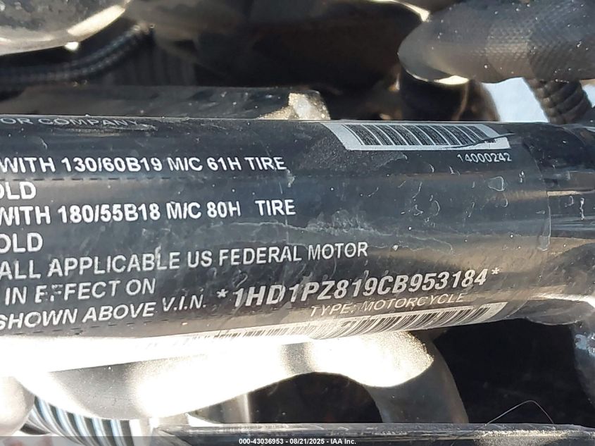 2012 Harley-Davidson Flhxse3 Cvo Street Glide VIN: 1HD1PZ819CB953184 Lot: 43036953