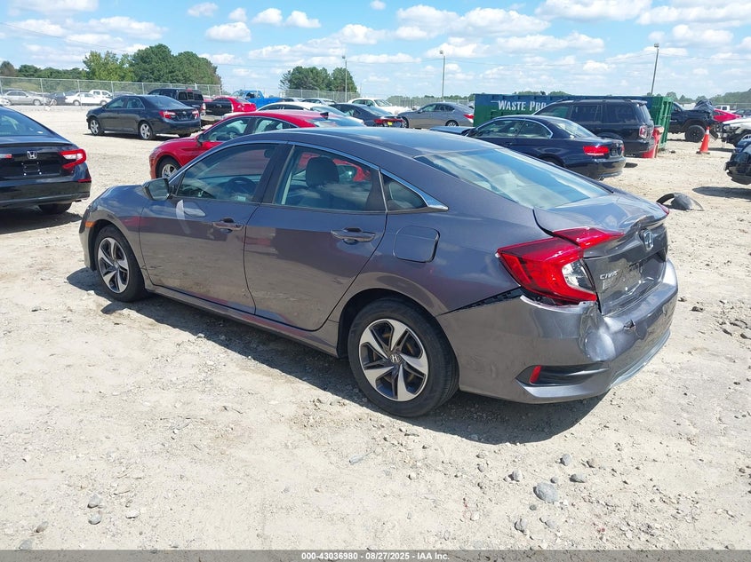 2019 Honda Civic 2.0 Lx Grey Lot 111043036980 Vin 19XFC2F67KE003111