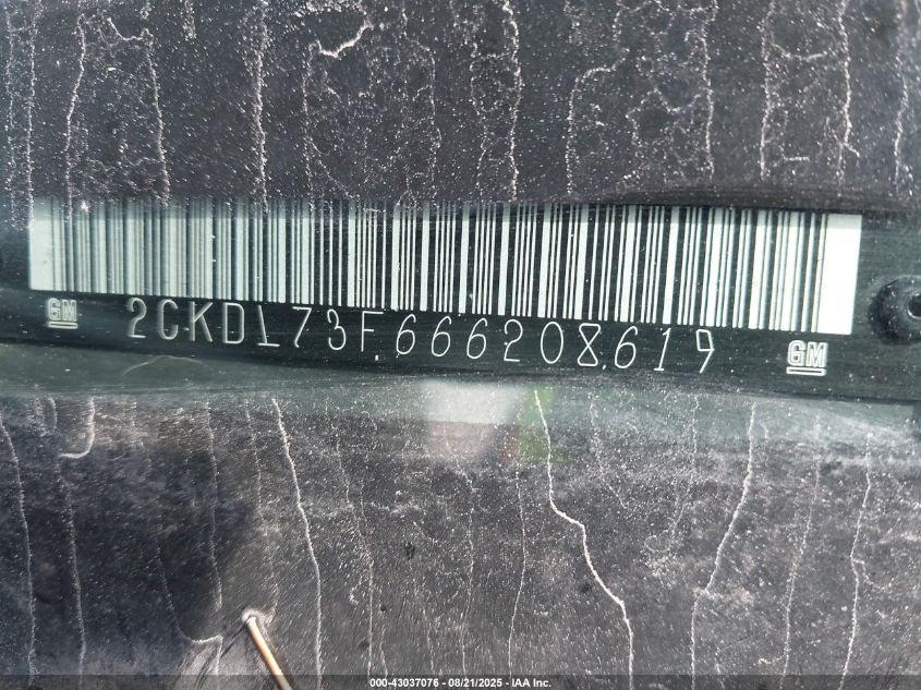 2006 Pontiac Torrent VIN: 2CKDL73F666208619 Lot: 43037076