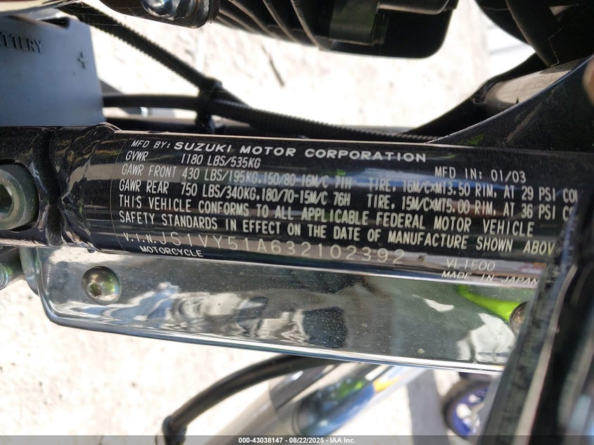 2003 SUZUKI VL1500 - JS1VY51A632102392