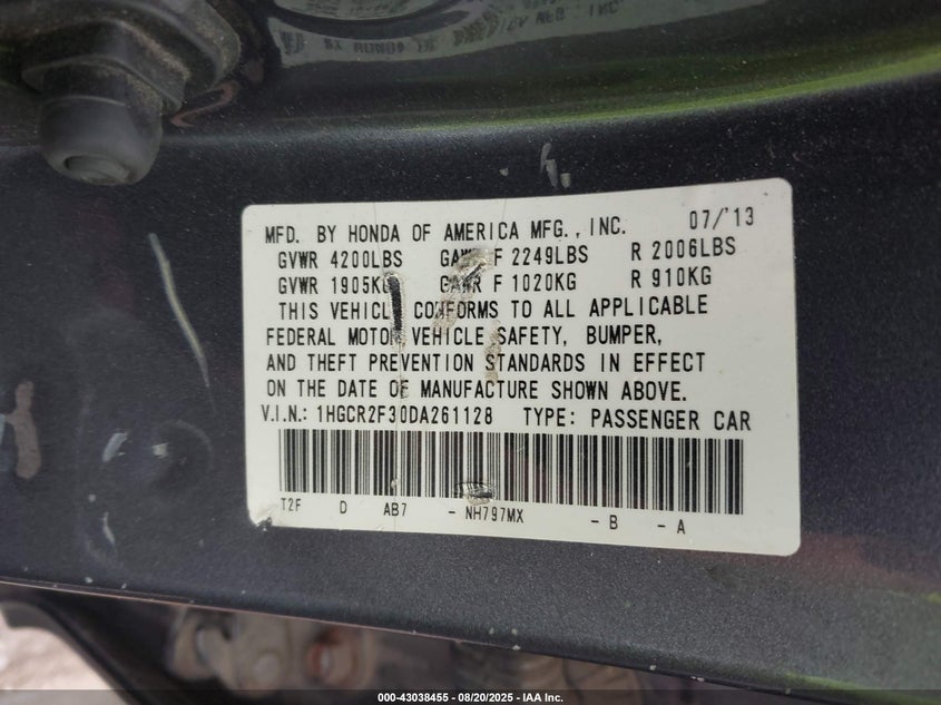 2013 HONDA ACCORD LX - 1HGCR2F30DA261128