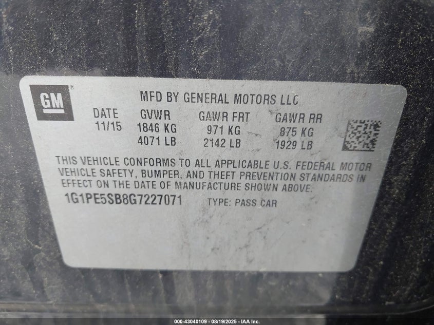 2016 CHEVROLET CRUZE LIMITED LT - 1G1PE5SB8G7227071