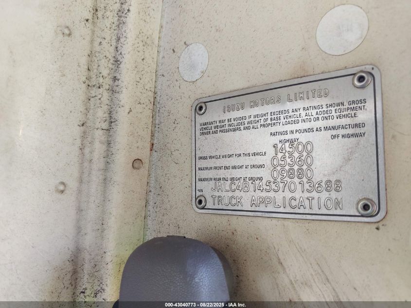 2003 Isuzu Npr VIN: JALC4B14537013688 Lot: 43040773
