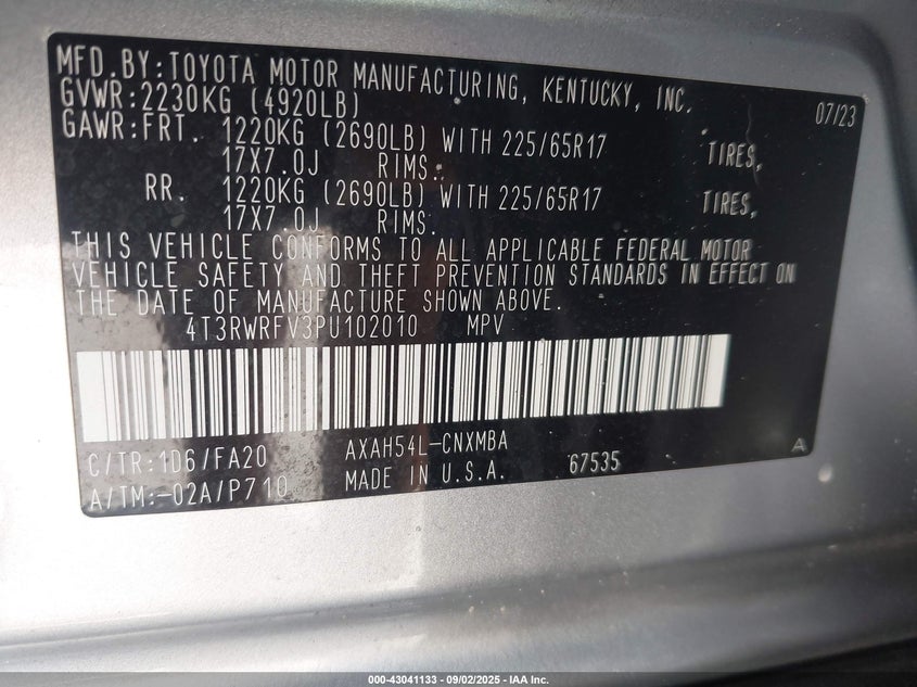 2023 TOYOTA RAV4 HYBRID XLE - 4T3RWRFV3PU102010