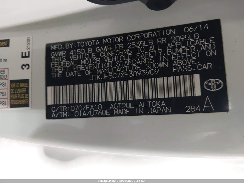 JTKJF5C7XF3093909 2015 SCION TC photo no. 9
