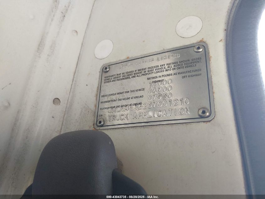 2005 Isuzu W3S042 Npr Dsl Reg VIN: JALB4B16257001210 Lot: 43043735