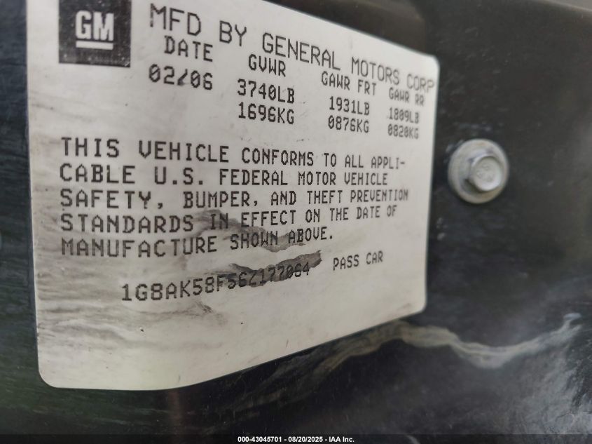 2006 Saturn Ion 3 VIN: 1G8AK58F56Z177064 Lot: 43045701