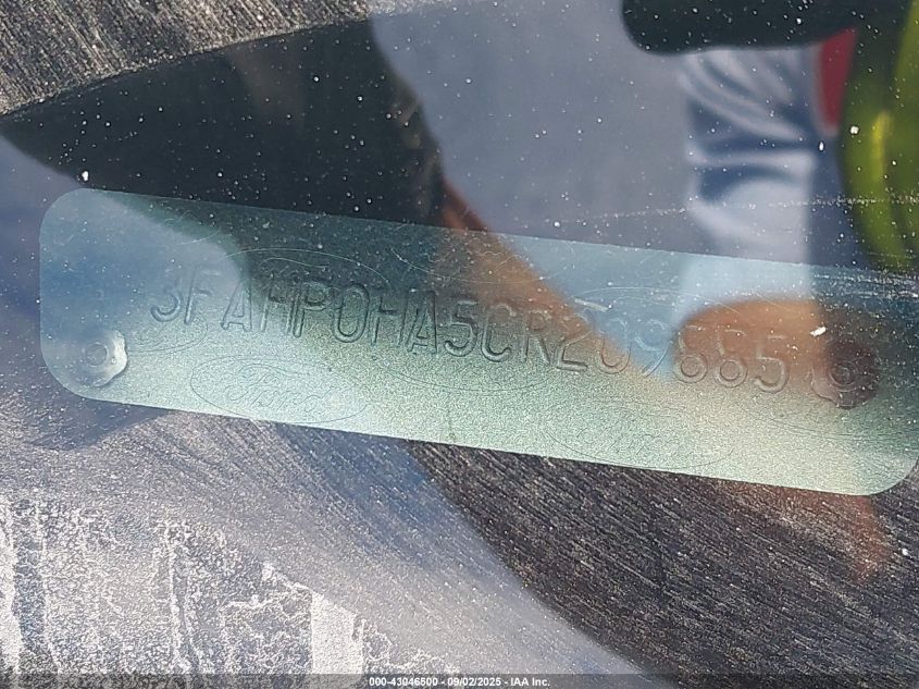 2012 Ford Fusion Se VIN: 3FAHP0HA5CR209885 Lot: 43046500